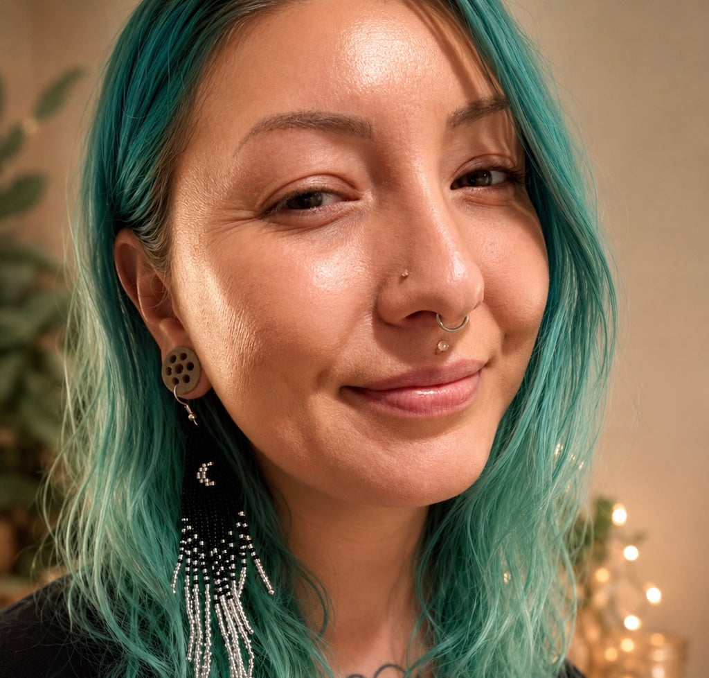 Standing on the Moon earrings worn lifestyle photo