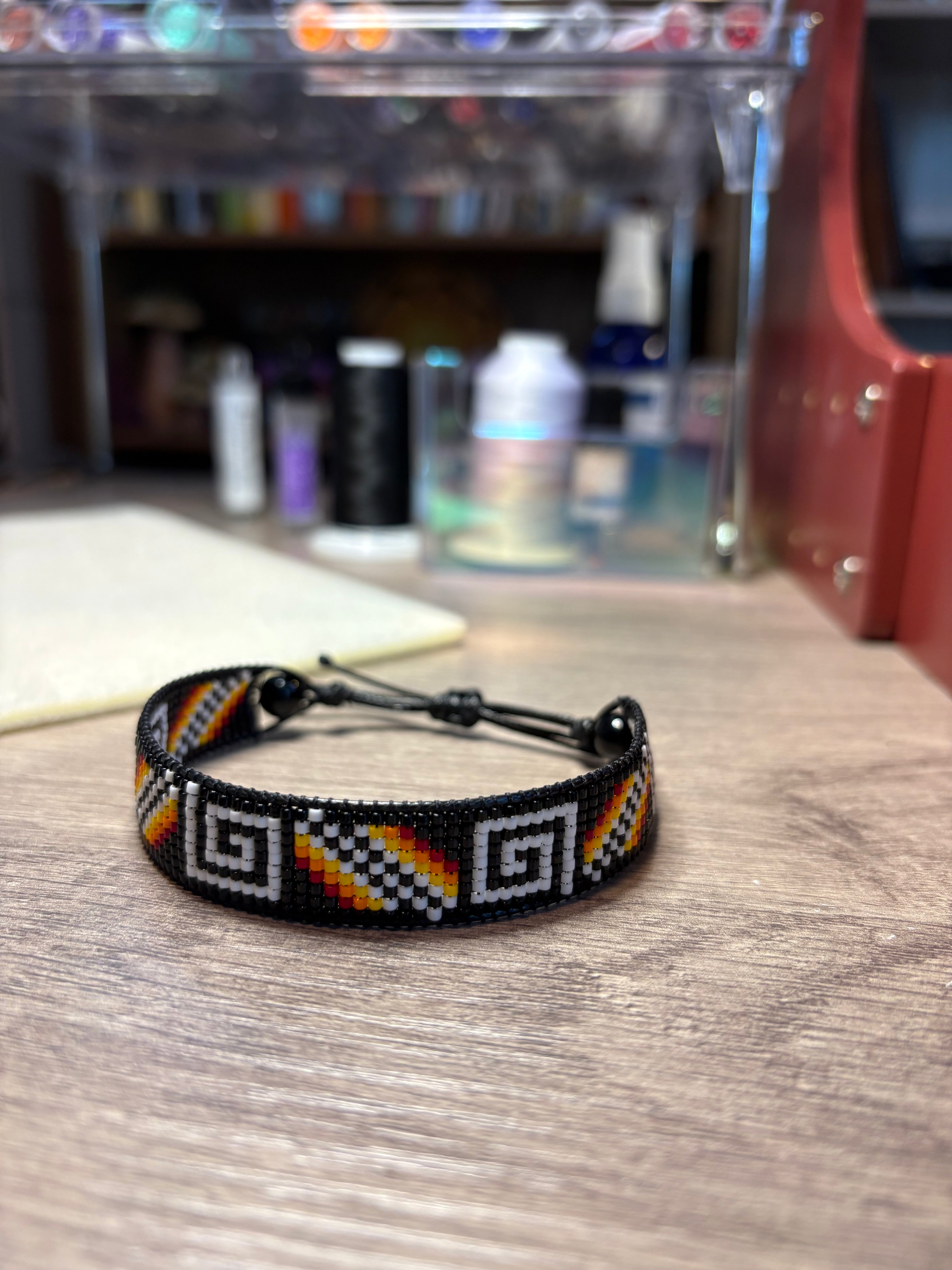 Black Sunburst Spiral beaded bracelet