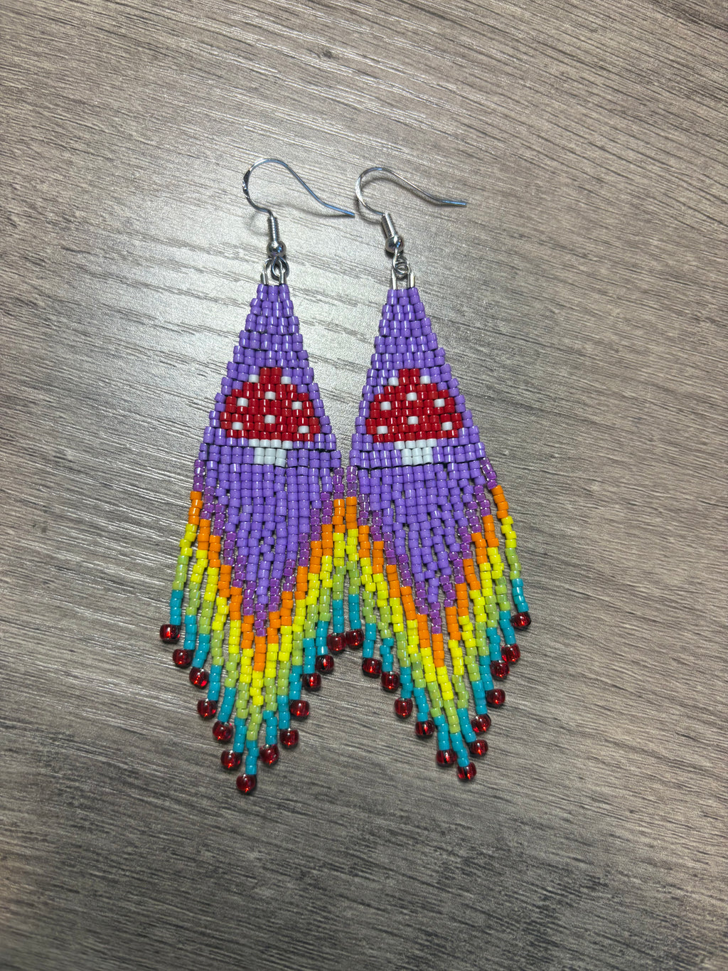 Mushroom Rainbow fringe earrings