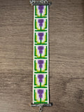 Scottish Thistle beaded bracelet front view