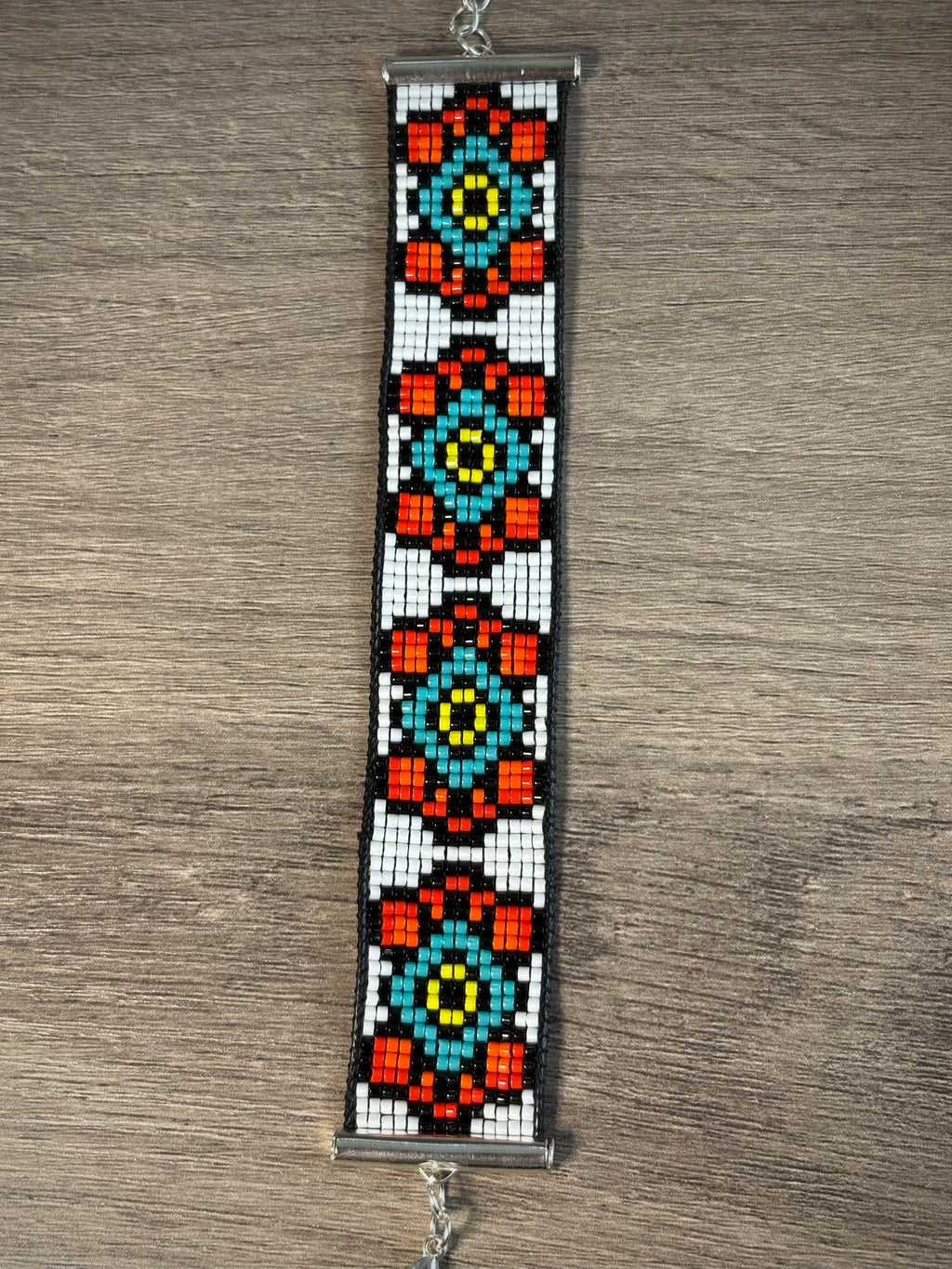 Geometric Floral beaded bracelet front view