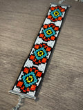 Geometric Floral beaded bracelet angled view