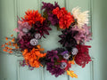 Custom large handmade wreath - Halloween purple and orange on door